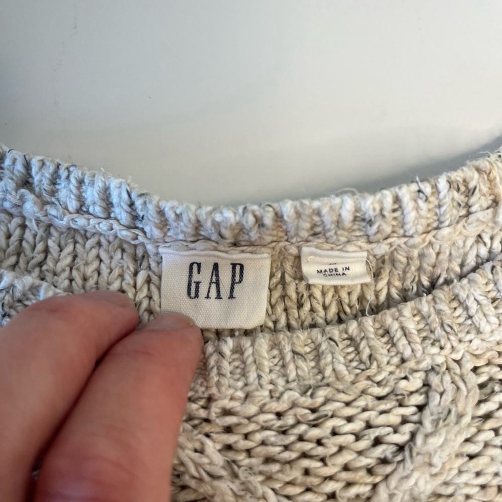 GAP Womens Cable Knit Sweater Beige - Picture 4 of 7